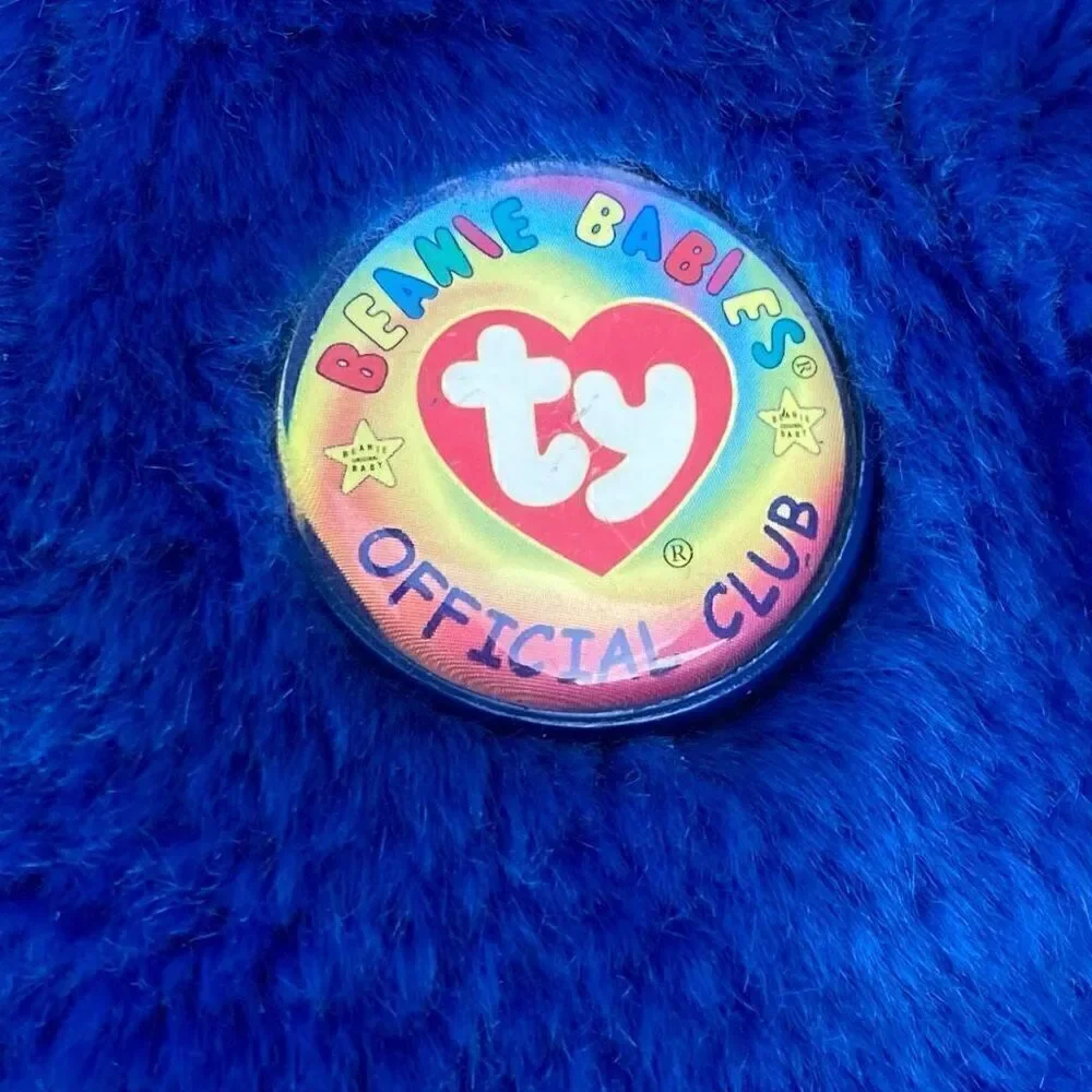 TY Kids' Beanie Buddies Blue Clubby Teddy Bear Stuffed Toy 100% Tylon